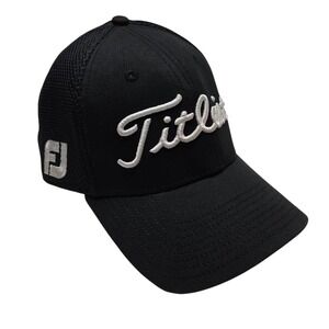 Titleist FJ Hat Cap Fitted Mens Large XL Black Mesh Golf Pro V1 New Era